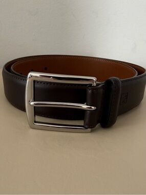 Lauren Ralph Lauren Brown Men’s Belt Size 32/80 Silver Buckle New No Tags